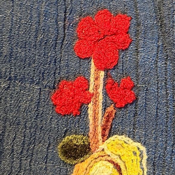 🔺️Anthropologie Fig & Flower Blue Embroider Floral Button Front Top Size 1X - Picture 6 of 11